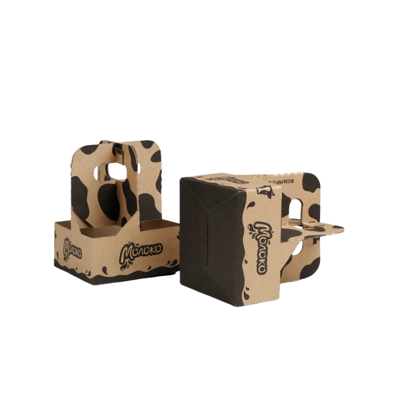 Коробка с ручкой для молока в бутылке