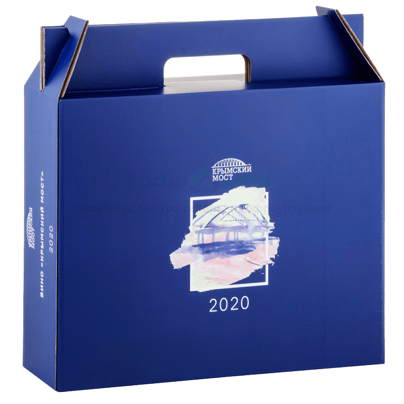 Упаковка с картонной ручкой для 5 бутылок вина