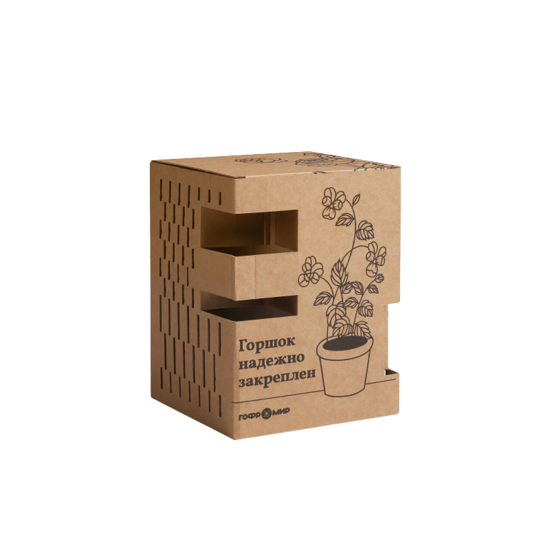 Коробка с декоративной вырубкой и держателями под цветочный горшок