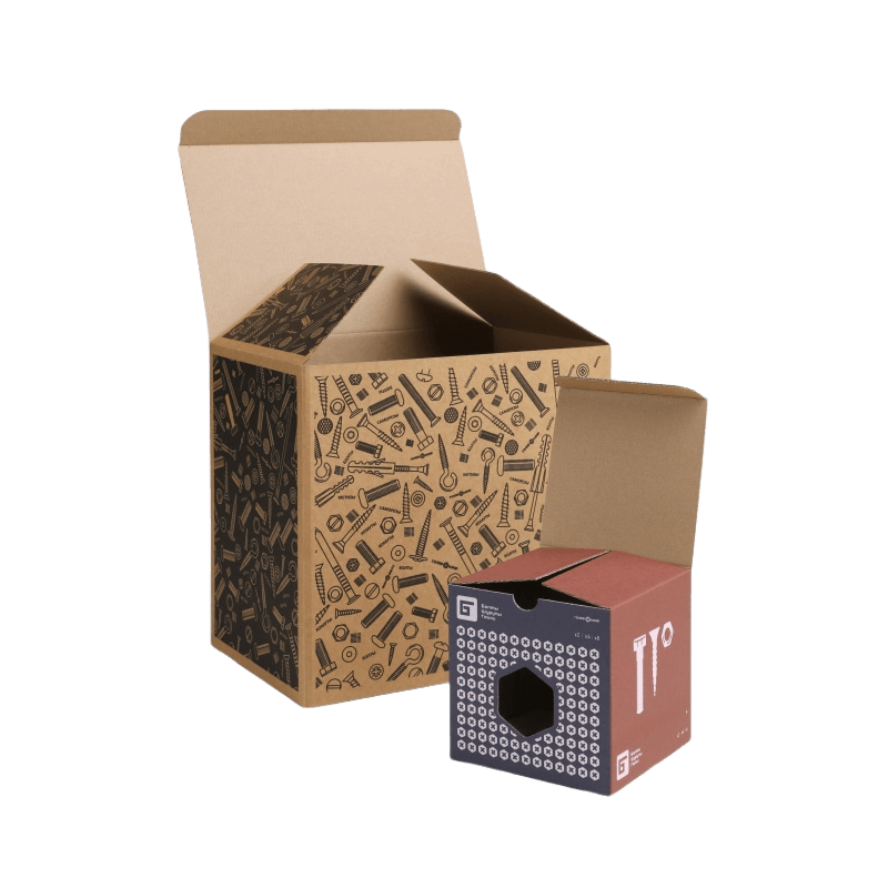 Стильная картонная упаковка для крепежных изделий