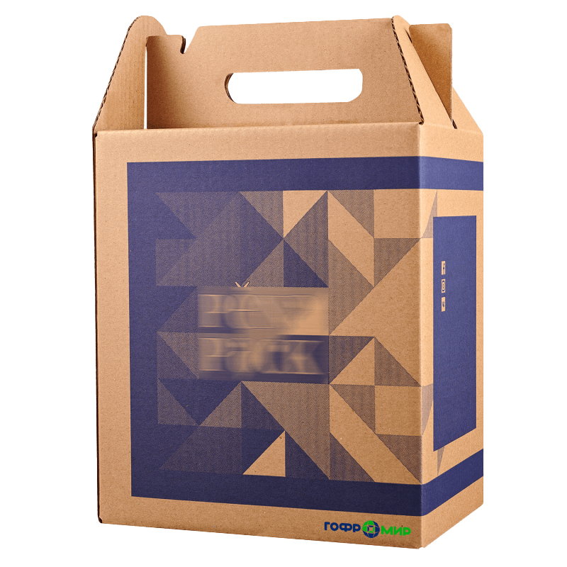 Картонная коробка с ручкой под бутылки пива