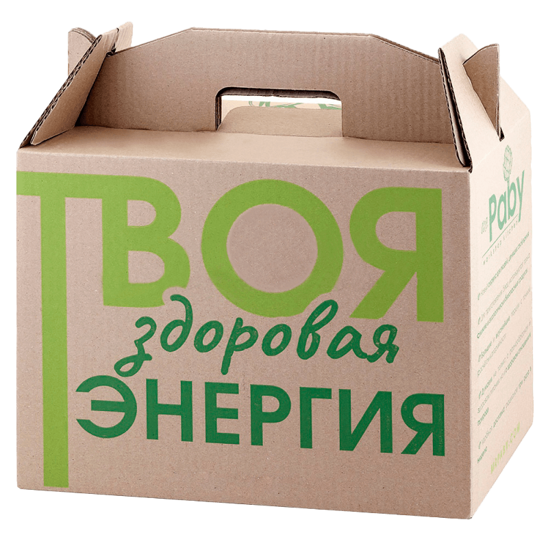 Картонная коробка с ручкой для доставки здоровой еды