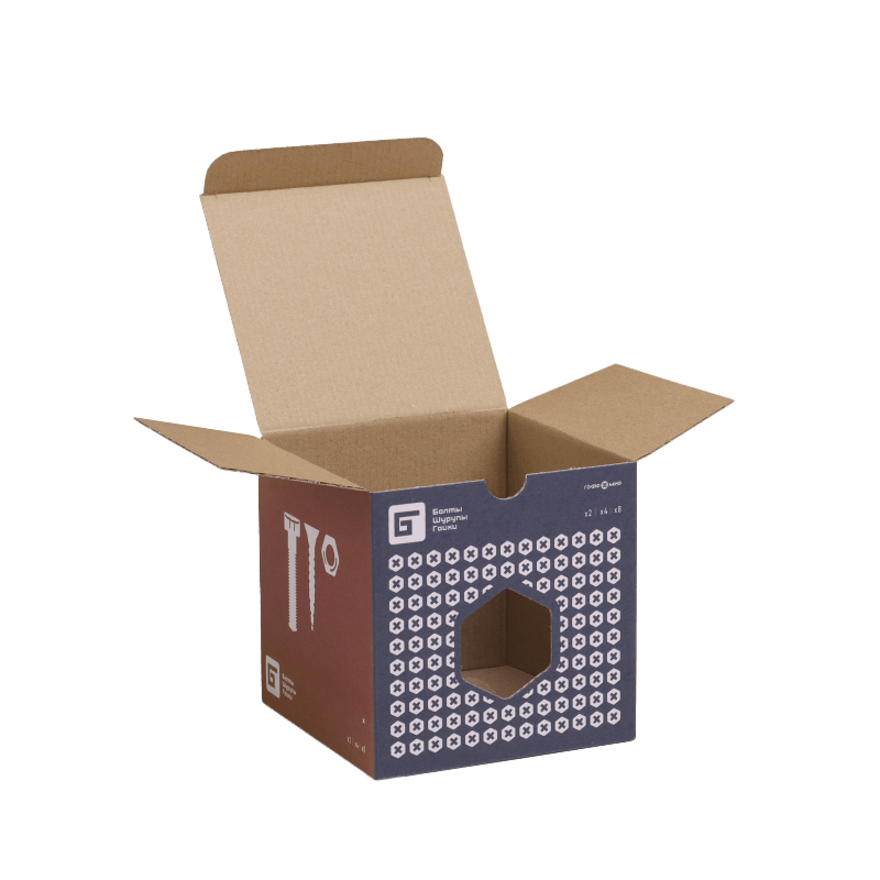 Упаковка для крепежей с вырубным окошком