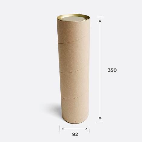 Тубус картонный с жестяными крышками 92х350 мм