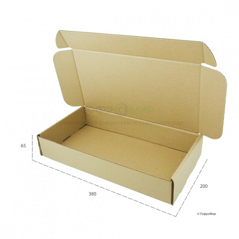 Картонная коробка 380х200х65 Т23 B Бурый 0427