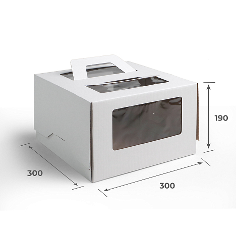Гофрокороб 300х300х190 для торта, с ручкой