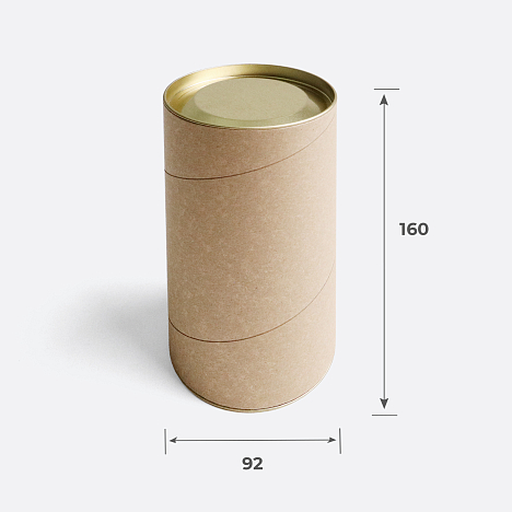 Тубус картонный с жестяными крышками 92х160 мм