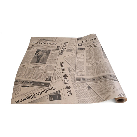 Бумага крафт 40г/м2, 70см х 10м, Газета, черный