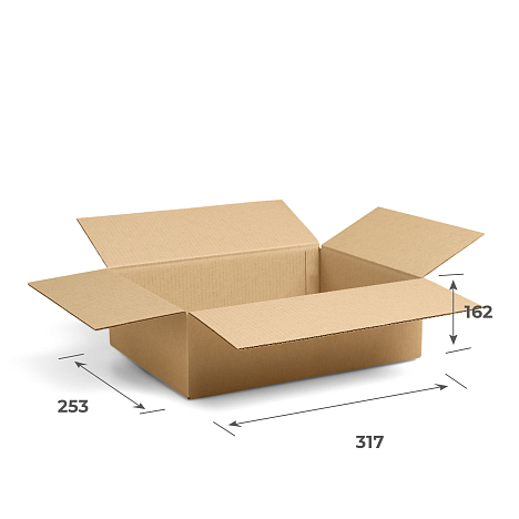 Картонная коробка 317х253х162 Т23 B Бурый 0201