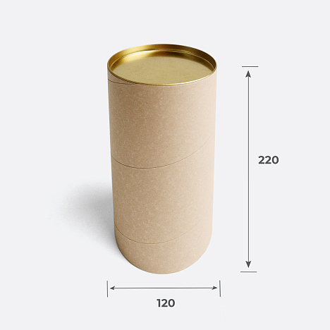 Тубус картонный с жестяными крышками 120х220 мм