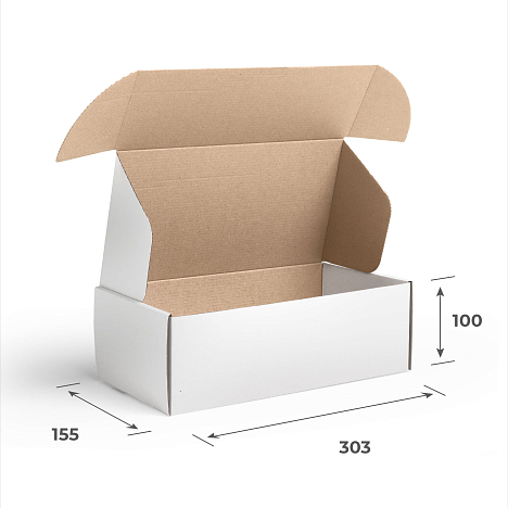 Картонная коробка 303х155х100 Т11 Е Белый 0427